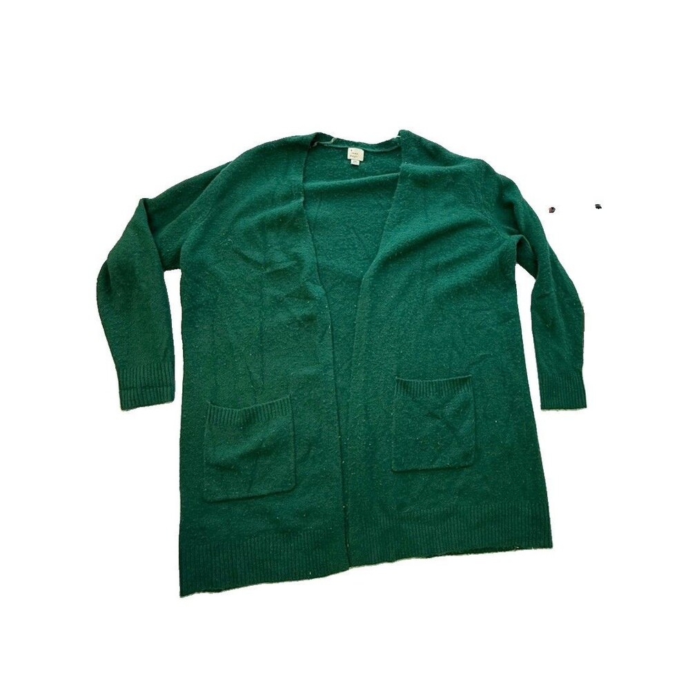 A New Day Green Open Front Cardigan Sweater Women XXL Long Sleeve Pockets